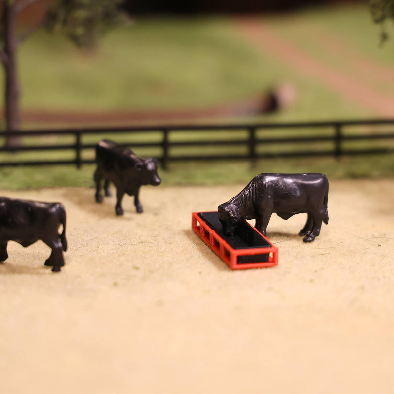 1/64 Red & Black Cattle Feed Trough 4-pack, 3D Printed