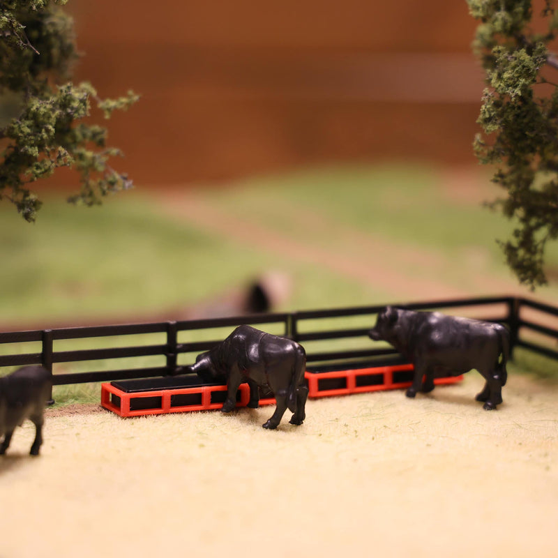 1/64 Red & Black Cattle Feed Trough 4-pack, 3D Printed