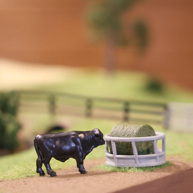 1/64 Gray Round Bale Hay Feeder 4-pack, 3D Printed