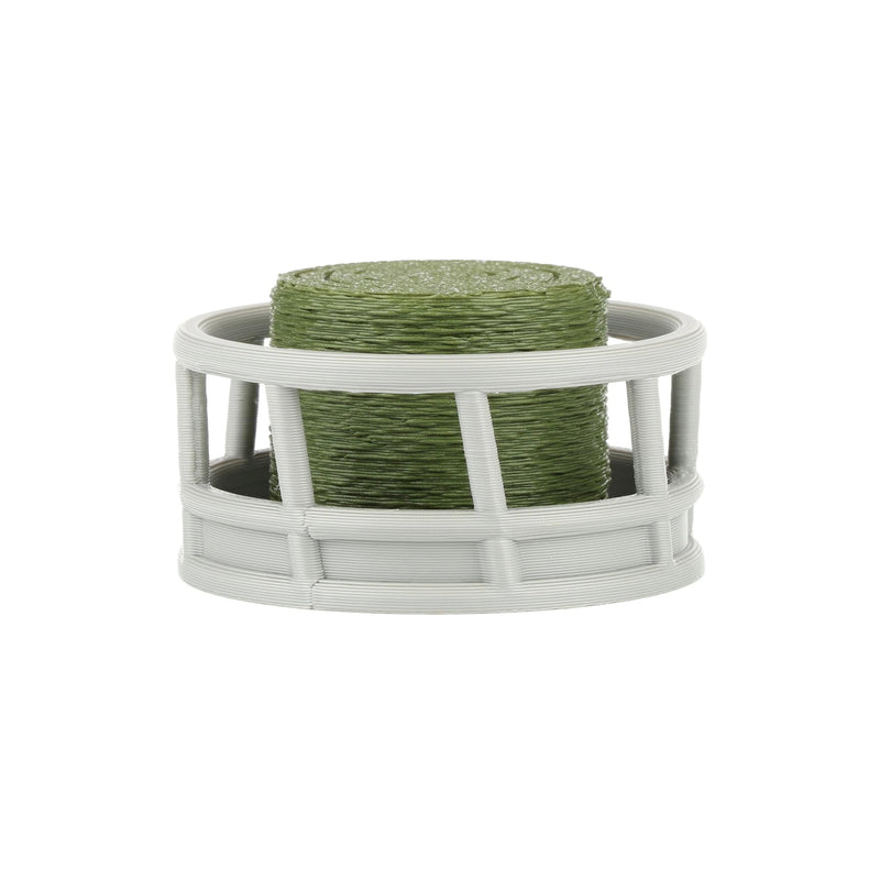 1/64 Gray Round Bale Hay Feeder with Hay Bale, 3D Printed