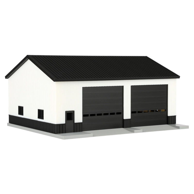 1/64 White & Black Machinery Shed with Black Roof by REVD Toys, 3D Printed