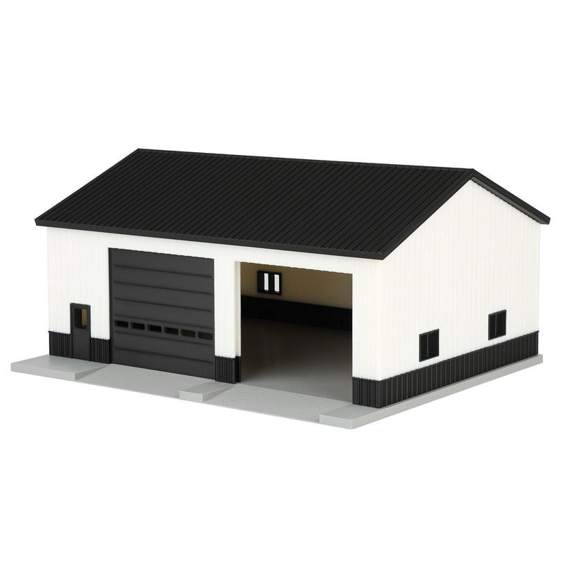 1/64 White & Black Machinery Shed with Black Roof by REVD Toys, 3D Printed
