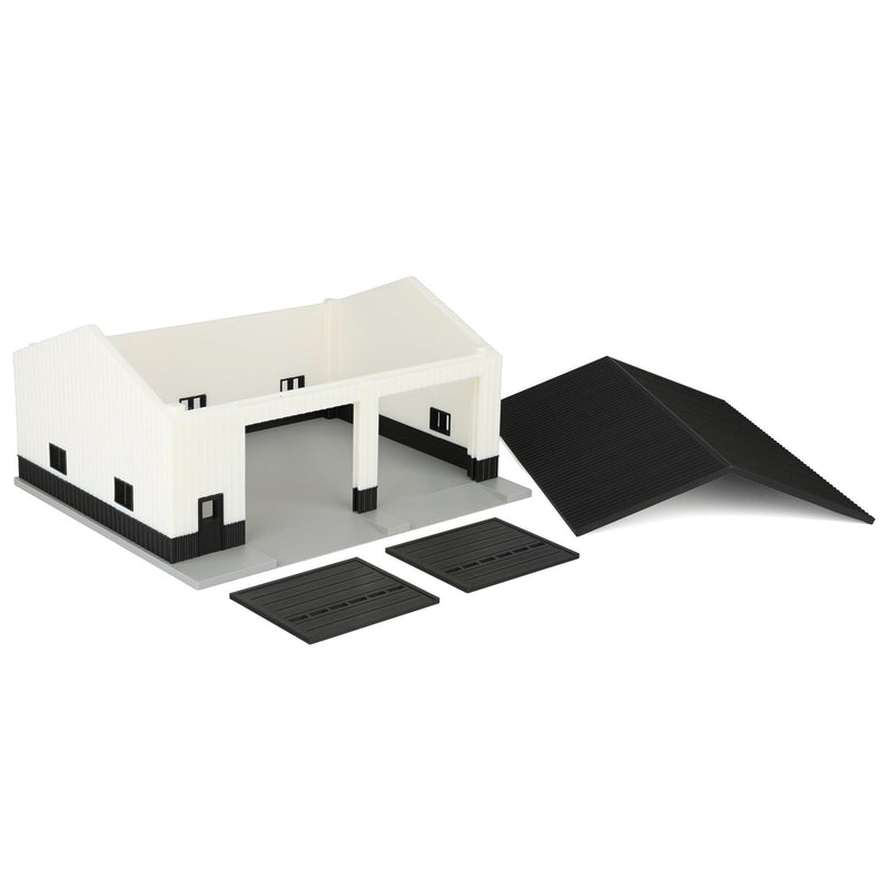 1/64 White & Black Machinery Shed with Black Roof by REVD Toys, 3D Printed