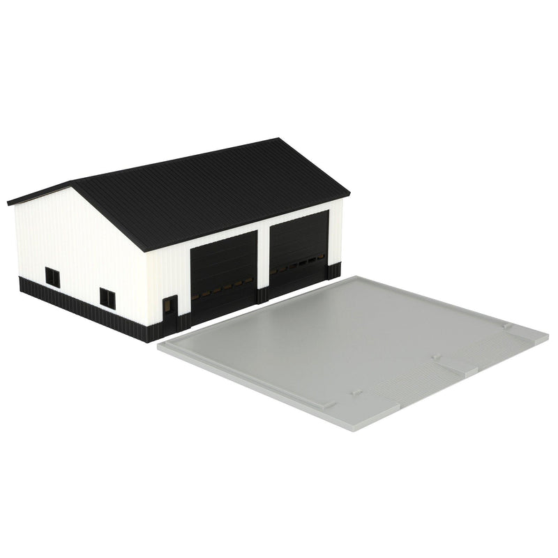 1/64 White & Black Machinery Shed with Black Roof by REVD Toys, 3D Printed