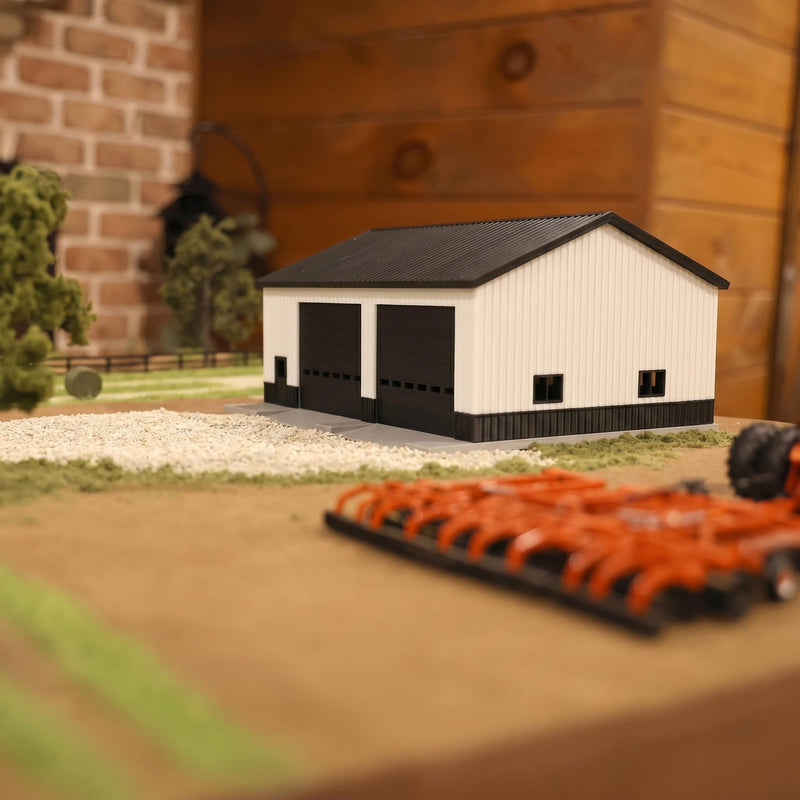 1/64 White & Black Machinery Shed with Black Roof by REVD Toys, 3D Printed