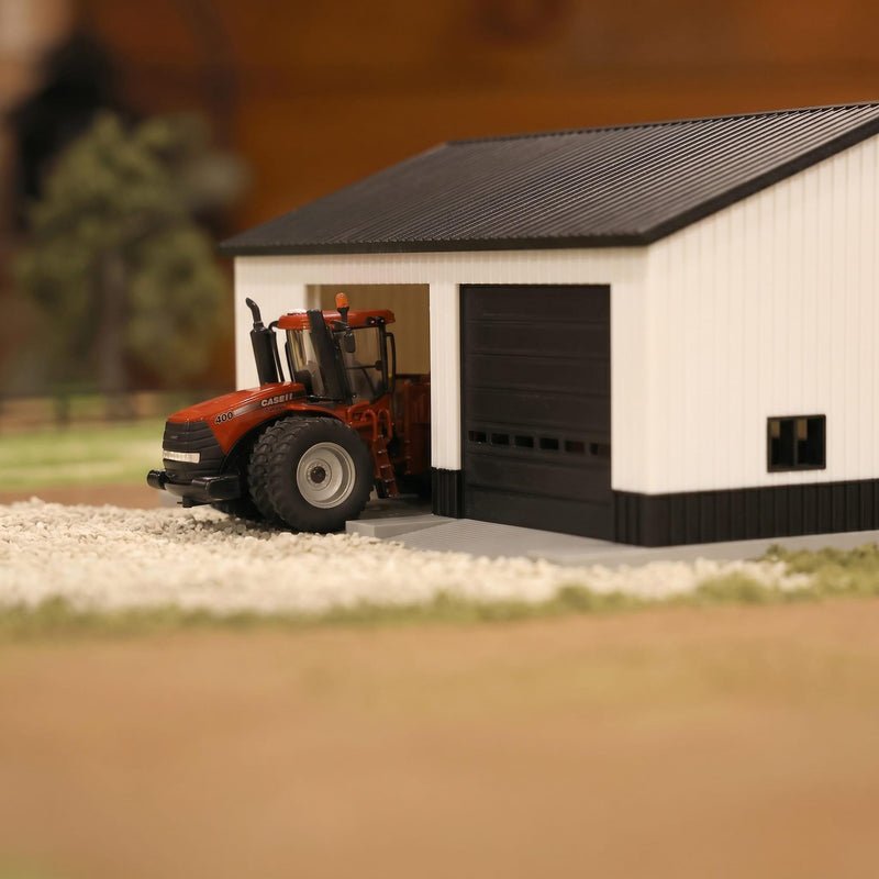 1/64 White & Black Machinery Shed with Black Roof by REVD Toys, 3D Printed