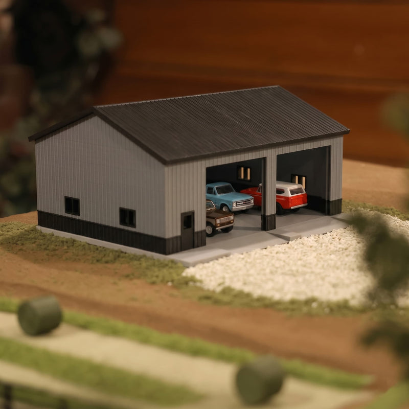 1/64 Charcoal & Black Machinery Shed with Black Roof by REVD Toys, 3D Printed
