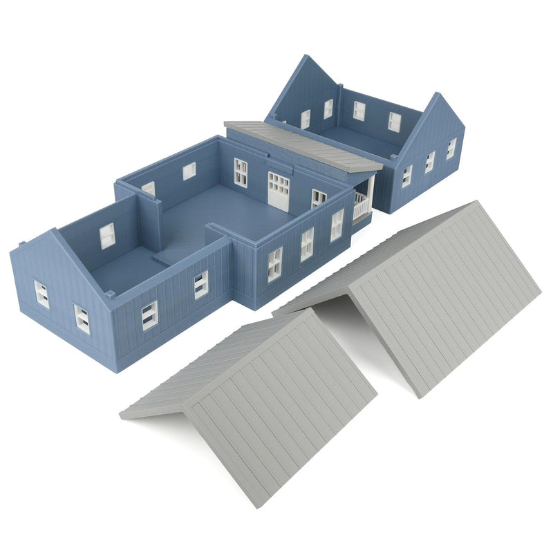 1/64 Slate Blue & White Modern Farmhouse by REVD Toys, 3D Printed