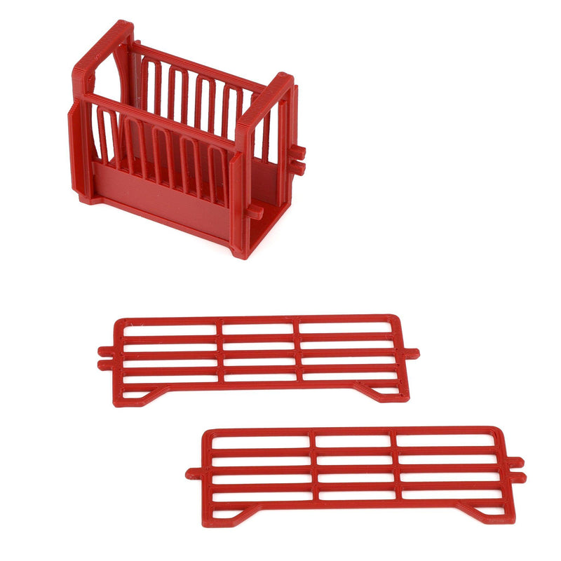 1/64 Red Cattle Squeeze Chute with Corral Panels by REVD Toys, 3D Printed