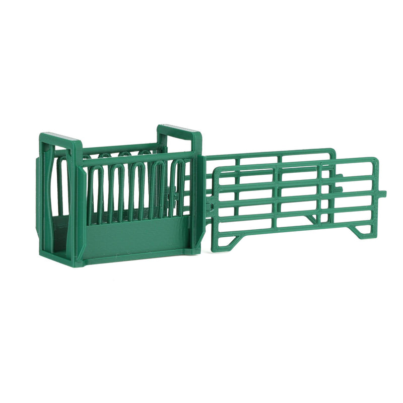 1/64 Green Cattle Squeeze Chute with Corral Panels by REVD Toys, 3D Printed
