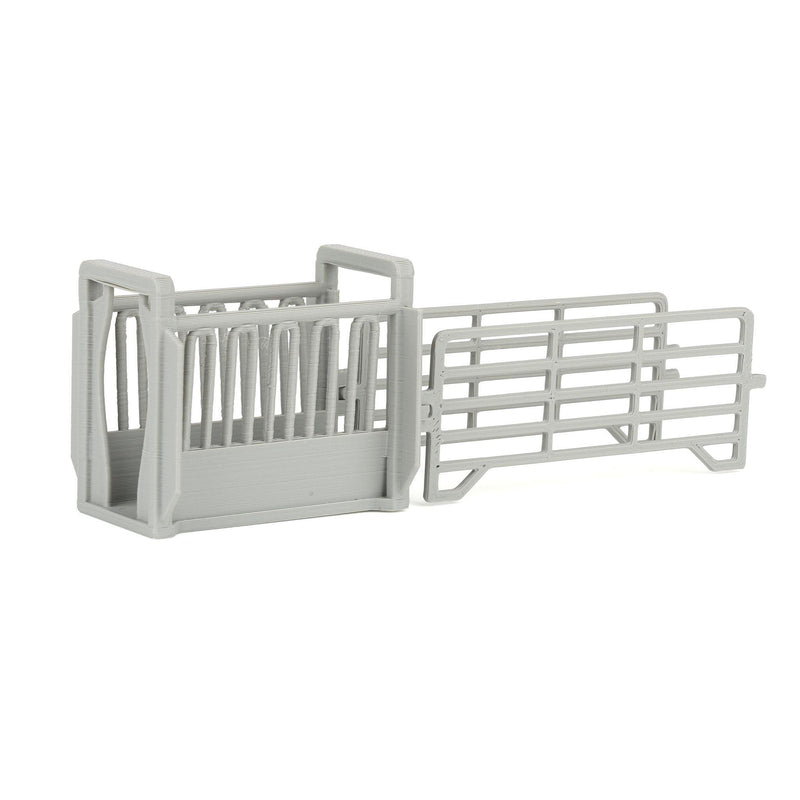 1/64 Gray Cattle Squeeze Chute with Corral Panels by REVD Toys, 3D Printed
