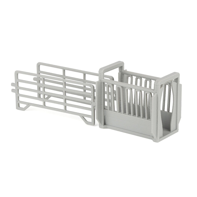 1/64 Gray Cattle Squeeze Chute with Corral Panels by REVD Toys, 3D Printed
