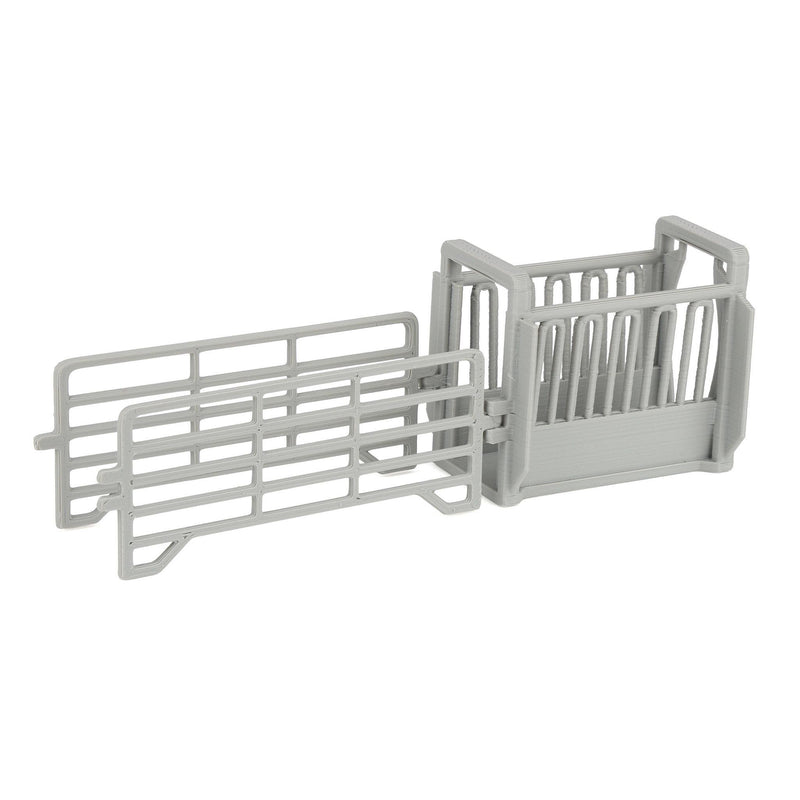 1/64 Gray Cattle Squeeze Chute with Corral Panels by REVD Toys, 3D Printed