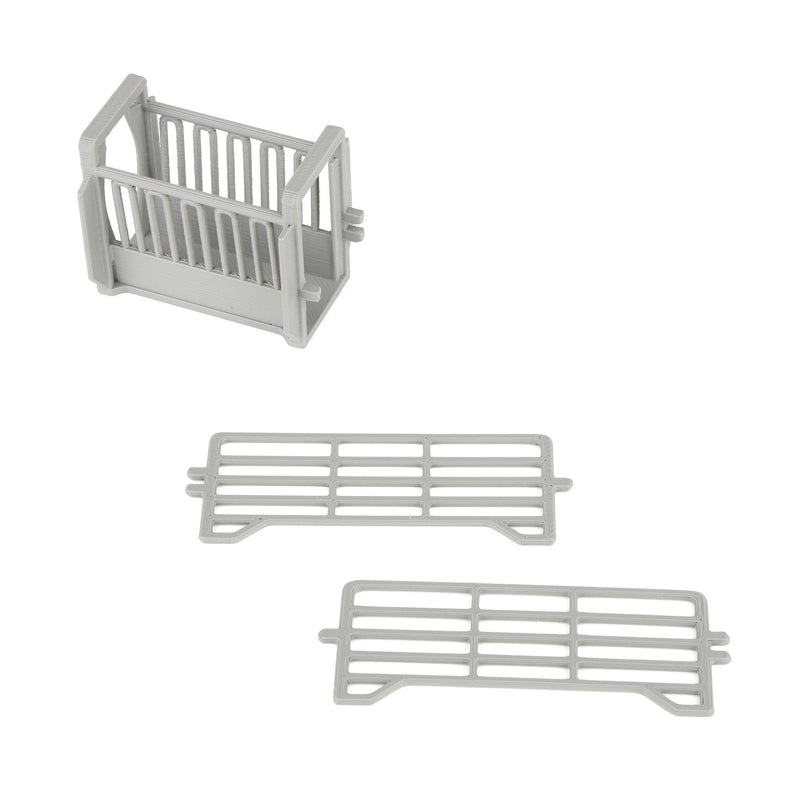 1/64 Gray Cattle Squeeze Chute with Corral Panels by REVD Toys, 3D Printed