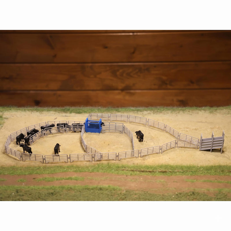 1/64 Blue Cattle Squeeze Chute with Corral Panels by REVD Toys, 3D Printed