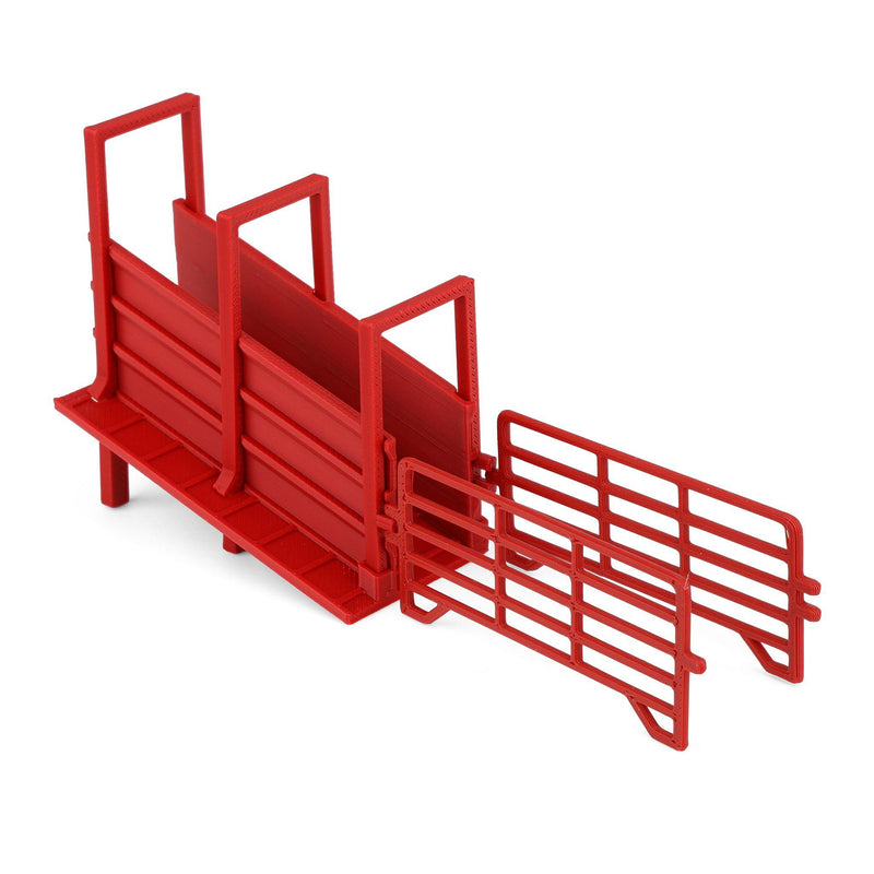 1/64 Red Cattle Loading Ramp with Corral Panels by REVD Toys, 3D Printed