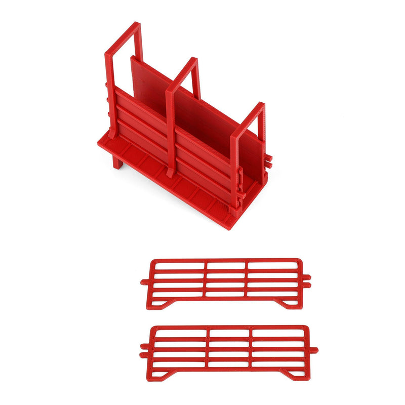 1/64 Red Cattle Loading Ramp with Corral Panels by REVD Toys, 3D Printed