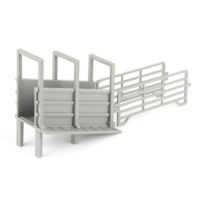 1/64 Gray Cattle Loading Ramp with Corral Panels by REVD Toys, 3D Printed