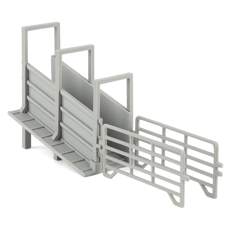1/64 Gray Cattle Loading Ramp with Corral Panels by REVD Toys, 3D Printed