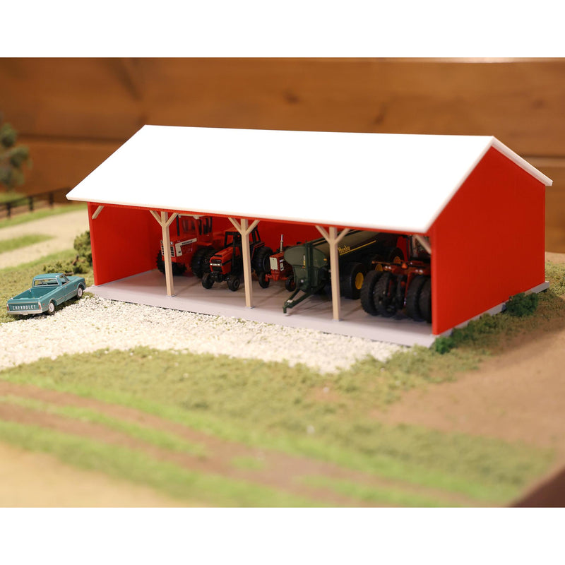 1/64 Open-Sided 40ft x 70ft Four Bay Machinery Shed by REVD Toys, 3D Printed