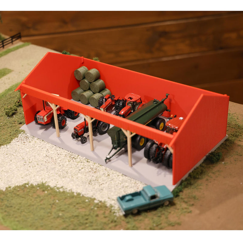1/64 Open-Sided 40ft x 70ft Four Bay Machinery Shed by REVD Toys, 3D Printed