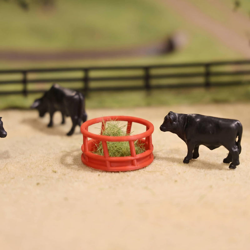 1/64 Red Round Bale Hay Feeder 4-Pack by REVD Toys, 3D Printed