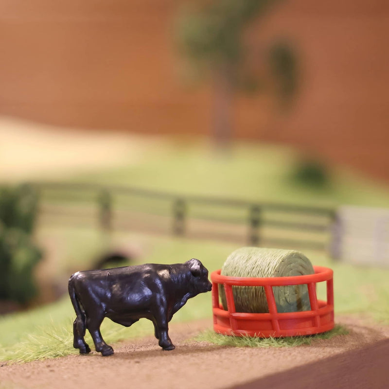 1/64 Red Round Bale Hay Feeder 4-Pack by REVD Toys, 3D Printed