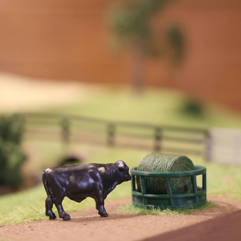 1/64 Green Round Bale Hay Feeder 2-Pack by REVD Toys, 3D Printed