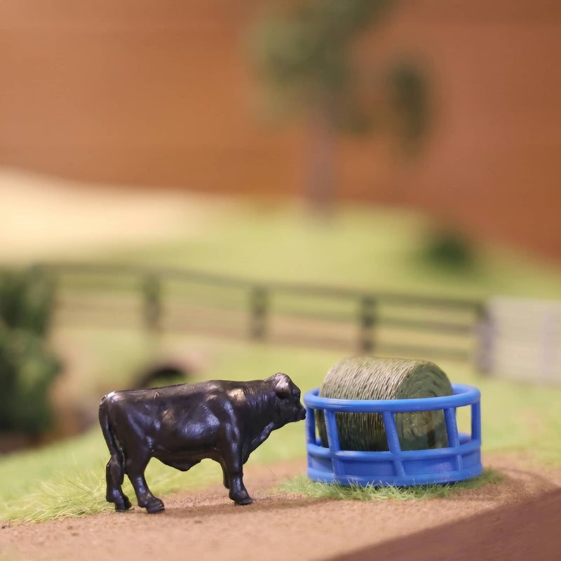 1/64 Blue Round Bale Hay Feeder 2-Pack by REVD Toys, 3D Printed