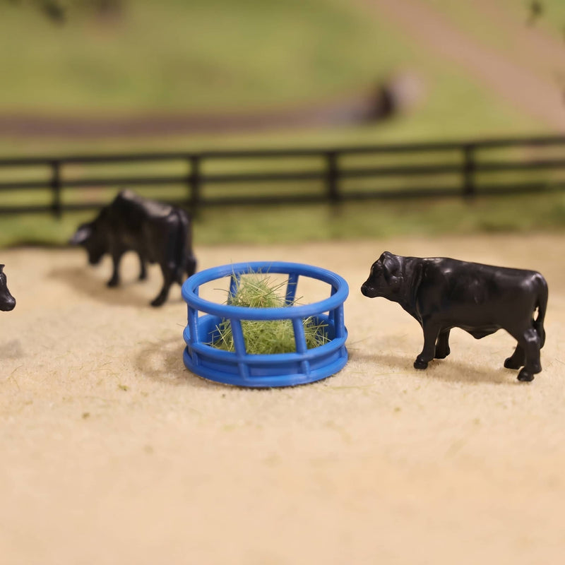 1/64 Blue Round Bale Hay Feeder 4-Pack by REVD Toys, 3D Printed