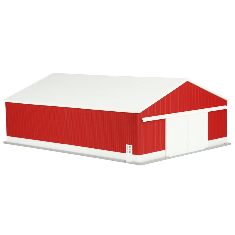 1/64 Large Implement Shed with Wainscoting in Dark Red & White by REVD Toys, 3D Printed
