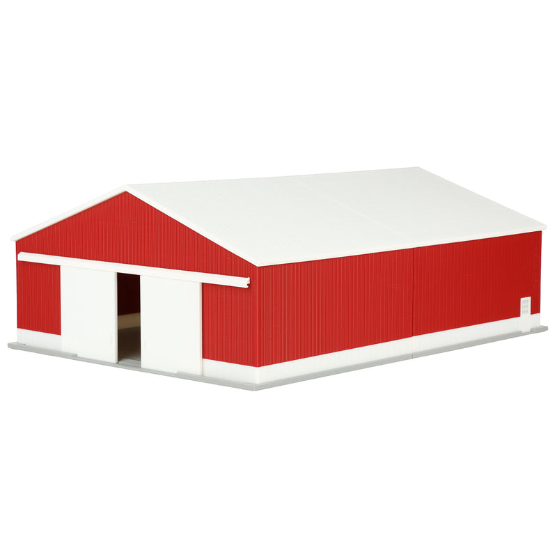 1/64 Large Implement Shed with Wainscoting in Dark Red & White by REVD Toys, 3D Printed