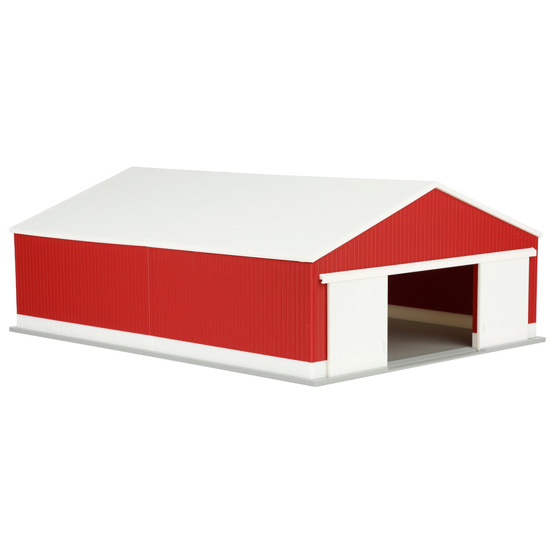 1/64 Large Implement Shed with Wainscoting in Dark Red & White by REVD Toys, 3D Printed