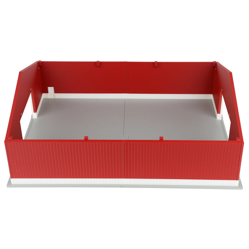 1/64 Large Implement Shed with Wainscoting in Dark Red & White by REVD Toys, 3D Printed