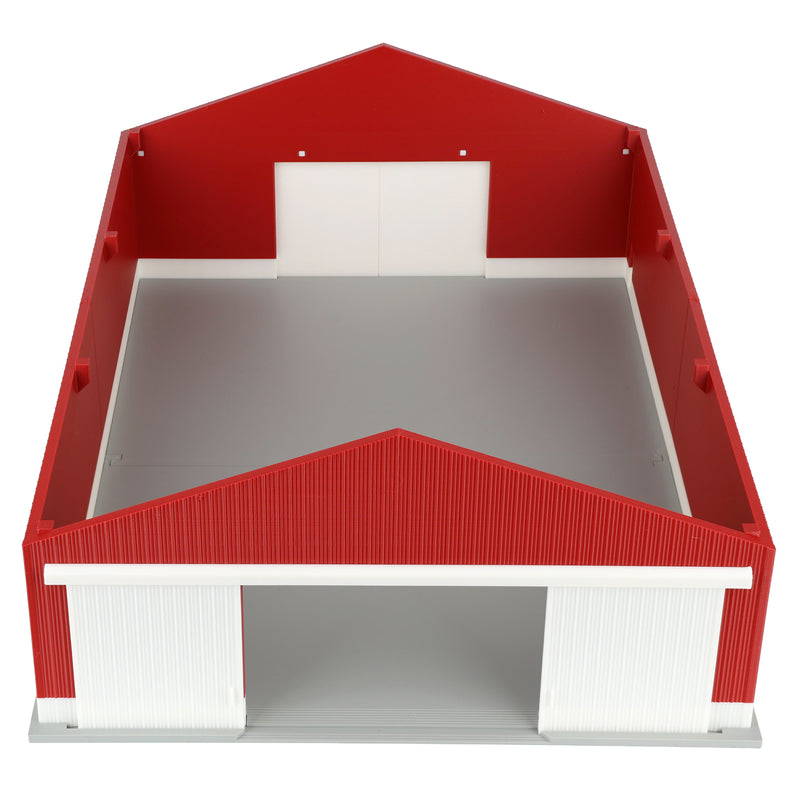 1/64 Large Implement Shed with Wainscoting in Dark Red & White by REVD Toys, 3D Printed