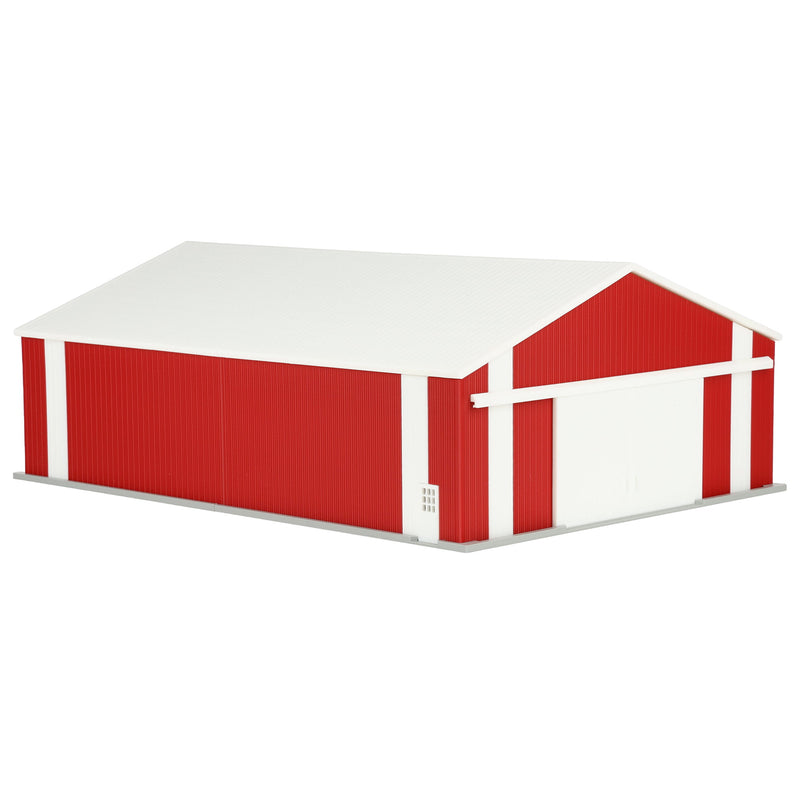 1/64 Large Implement Shed with Vertical Trim in Dark Red & White by REVD Toys, 3D Printed