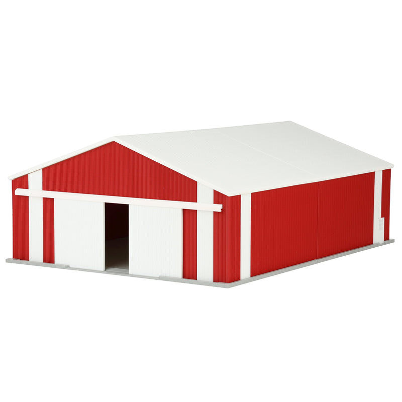 1/64 Large Implement Shed with Vertical Trim in Dark Red & White by REVD Toys, 3D Printed