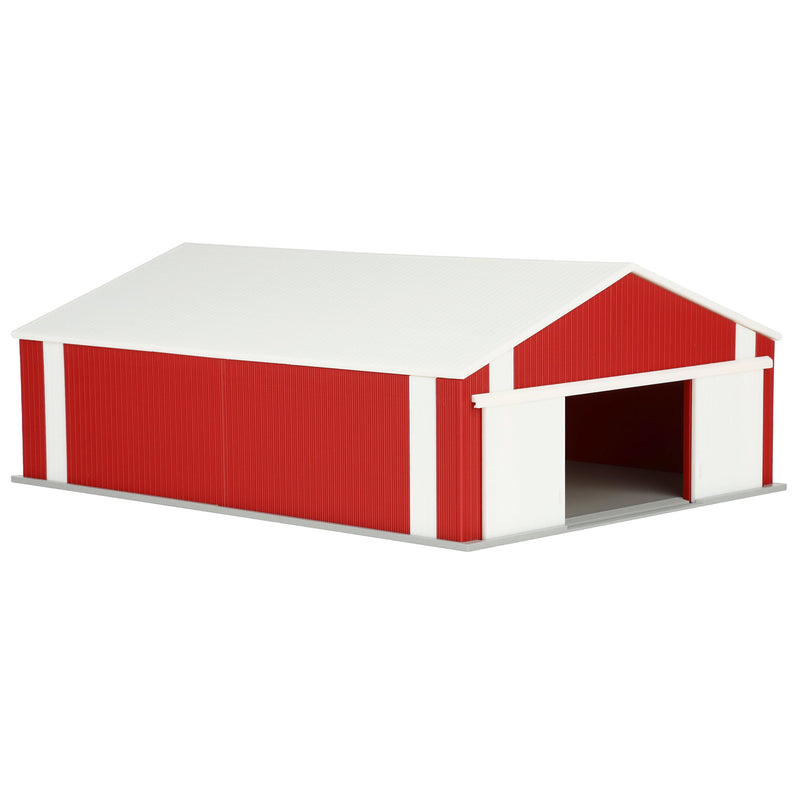 1/64 Large Implement Shed with Vertical Trim in Dark Red & White by REVD Toys, 3D Printed