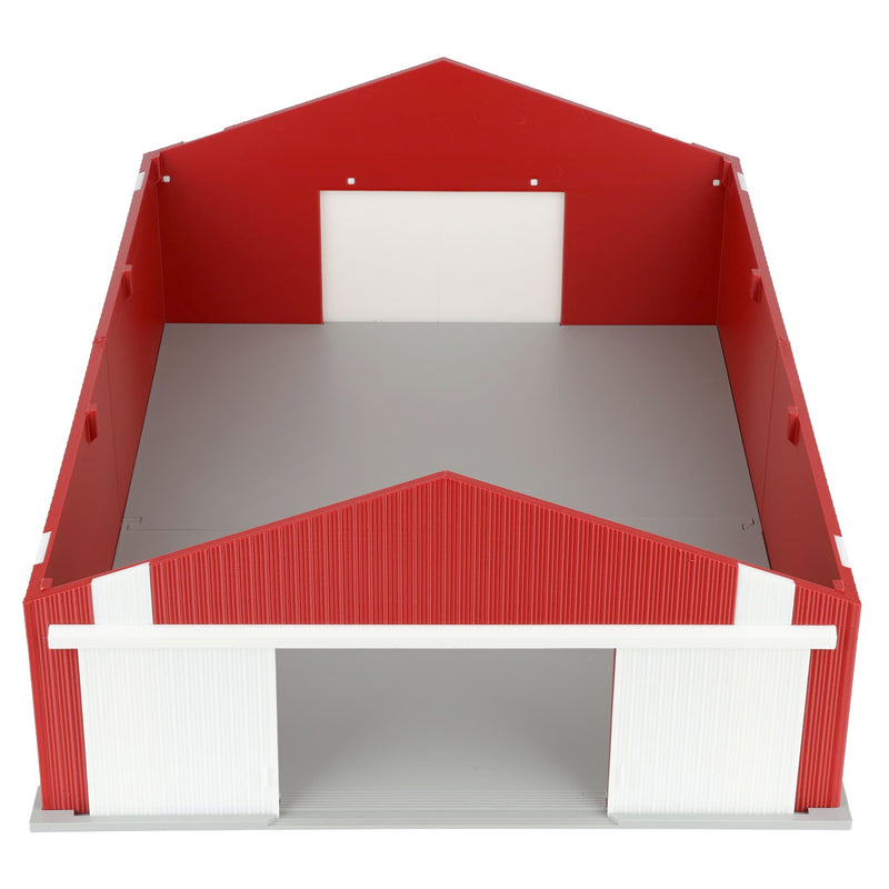 1/64 Large Implement Shed with Vertical Trim in Dark Red & White by REVD Toys, 3D Printed