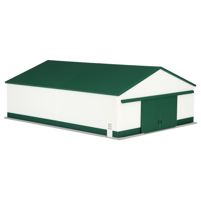 1/64 Large Implement Shed with Wainscoting in Green & White by REVD Toys, 3D Printed