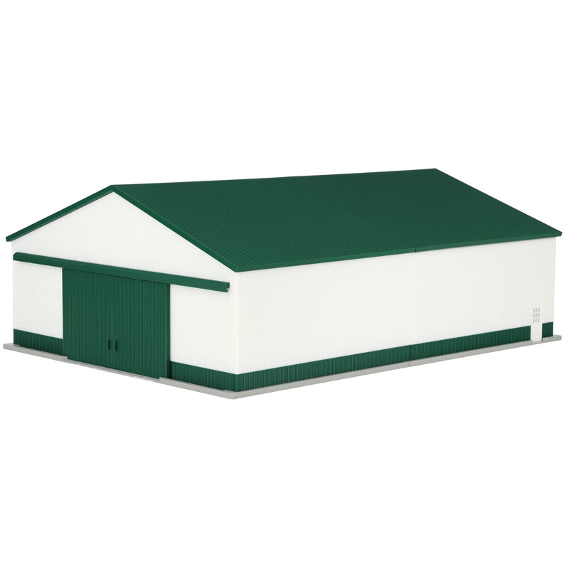 1/64 Large Implement Shed with Wainscoting in Green & White by REVD Toys, 3D Printed