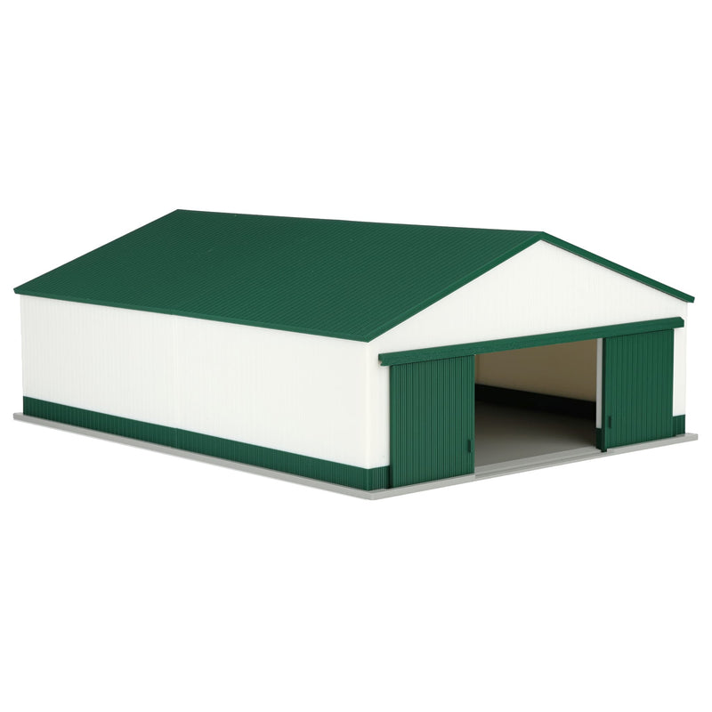 1/64 Large Implement Shed with Wainscoting in Green & White by REVD Toys, 3D Printed