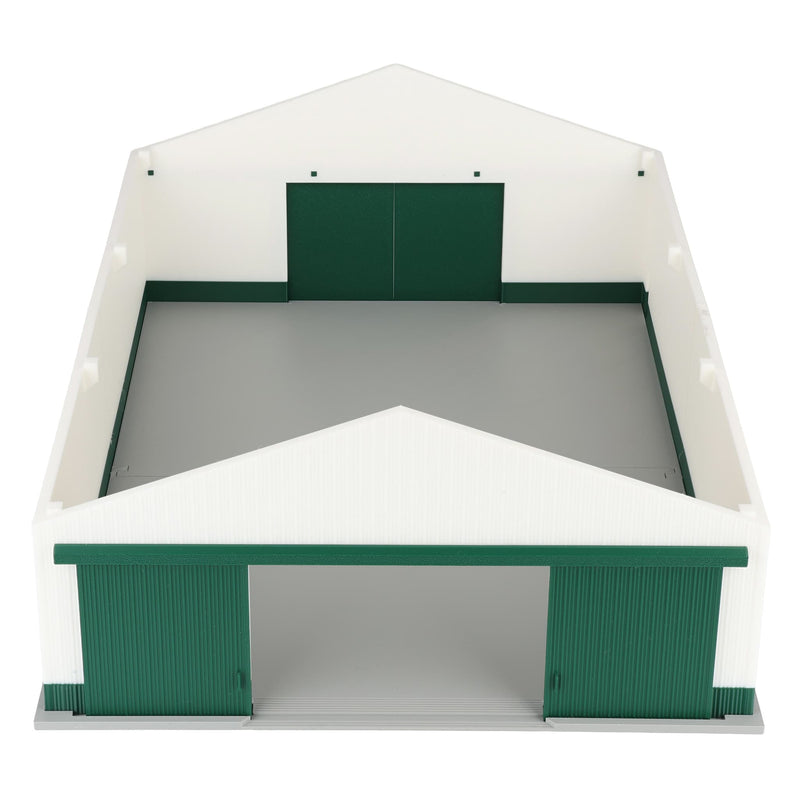 1/64 Large Implement Shed with Wainscoting in Green & White by REVD Toys, 3D Printed