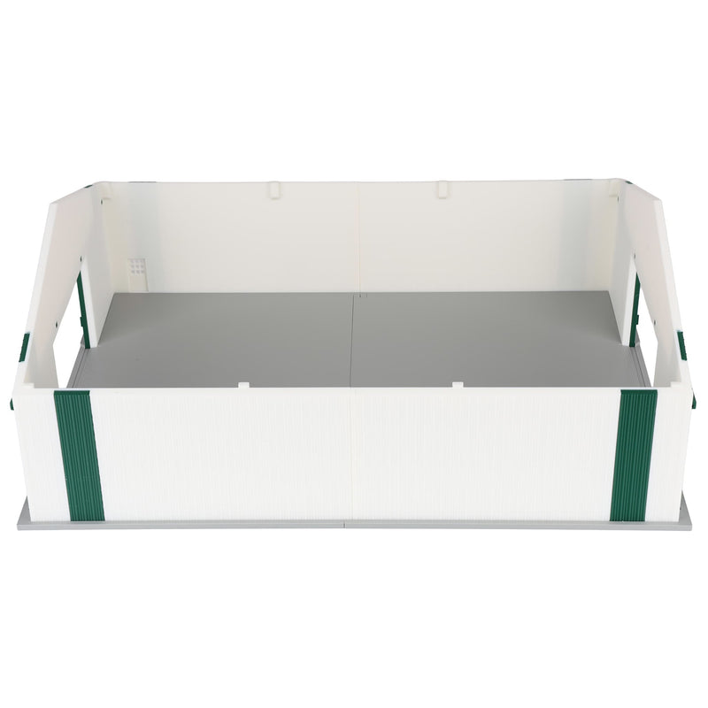 1/64 Large Implement Shed with Vertical Trim in Green & White by REVD Toys, 3D Printed