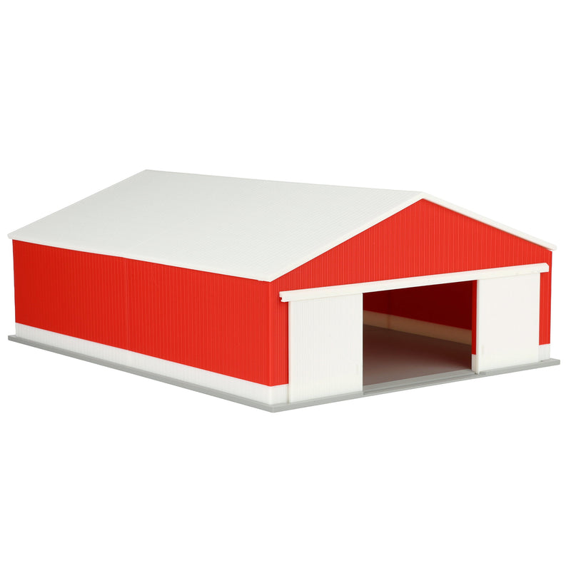 1/64 Large Implement Shed with Wainscoting in Red & White by REVD Toys, 3D Printed