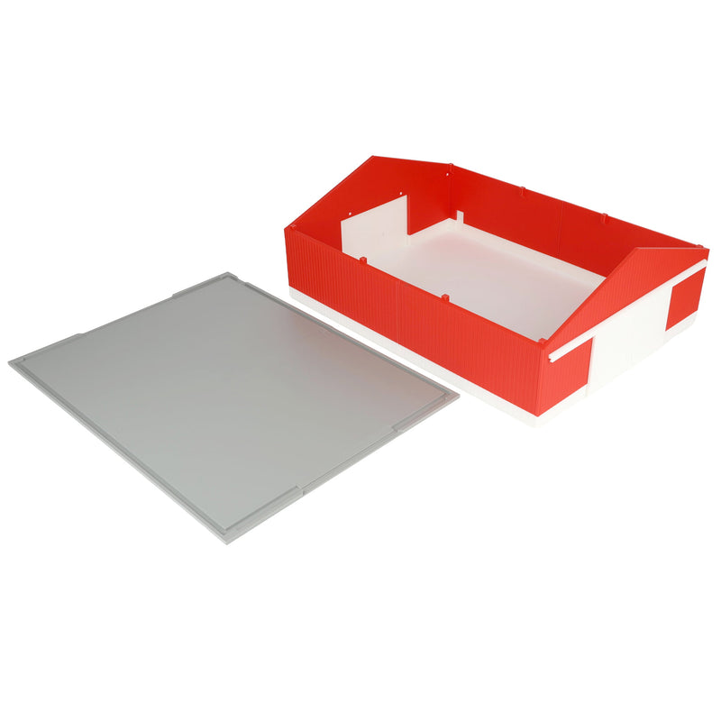 1/64 Large Implement Shed with Wainscoting in Red & White by REVD Toys, 3D Printed