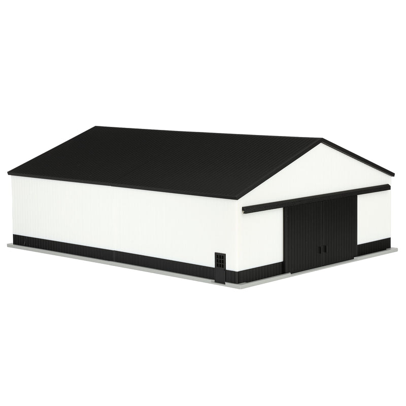 1/64 Large Implement Shed with Wainscoting in Black & White by REVD Toys, 3D Printed