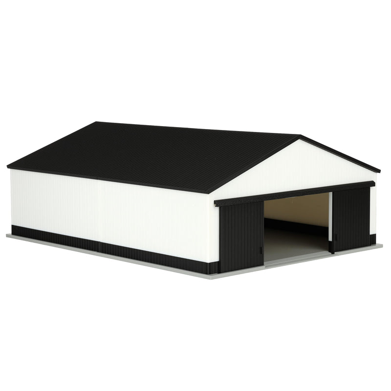 1/64 Large Implement Shed with Wainscoting in Black & White by REVD Toys, 3D Printed