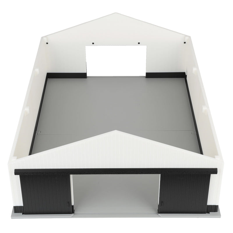 1/64 Large Implement Shed with Wainscoting in Black & White by REVD Toys, 3D Printed