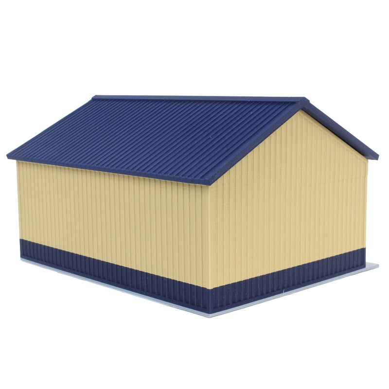 (B&D) 1/64 Tan & Blue "Papa's Shop" 40ft x 30ft Farm Shed with Removeable Door & Roof, 3D Printed - Damaged Item